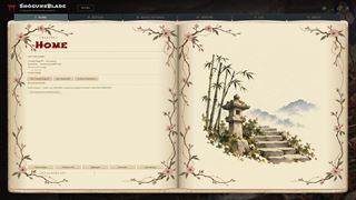 The ShōgunsBlade book, its pages framed in cherry blossom