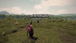 The duel intro — “Duel at Reykjavík”, 15th of October, 930 AD, the two men facing each other across the grass