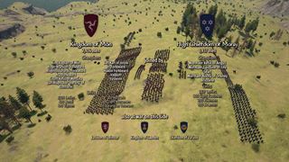 The Kingdom of Mön's 7,924 men on the intro, its champions by name and its regiments by number, joined by the High Chiefdom of Moray