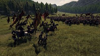 Knights riding out under their realms' standards