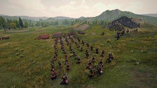An army advancing in open order on a hill held by the enemy