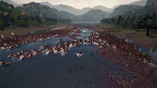 ShōgunsBlade — horsemen charging across a river between autumn hills